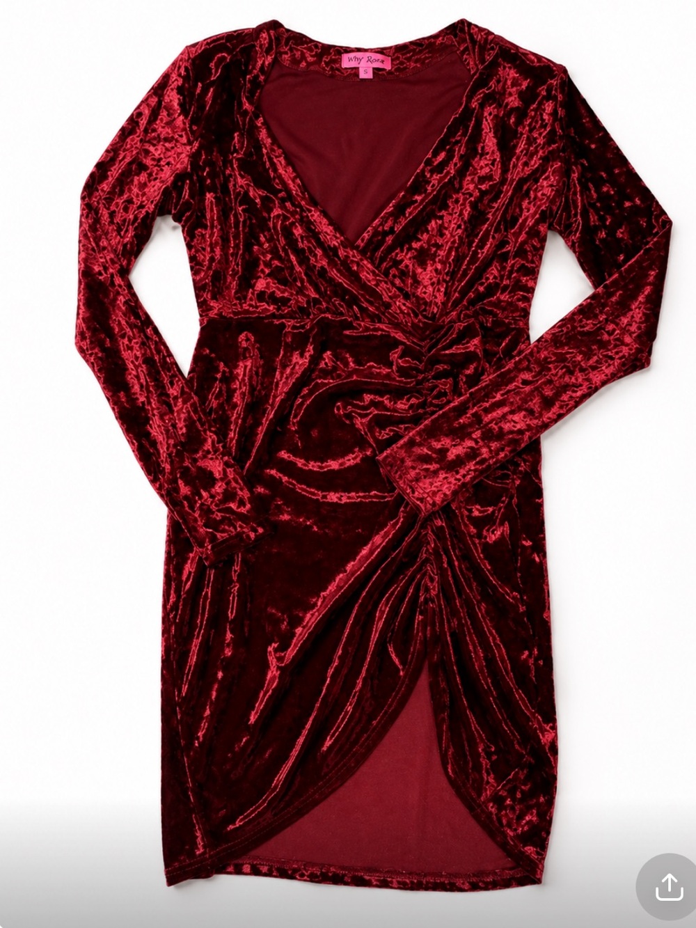 Betsey Johnson maroon velvet long sleeve dress